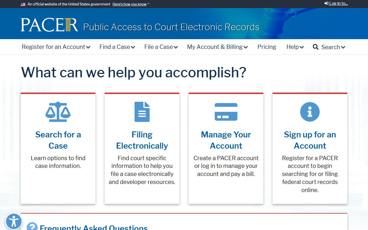 Washington County Clerk of Courts federal PACER distinction