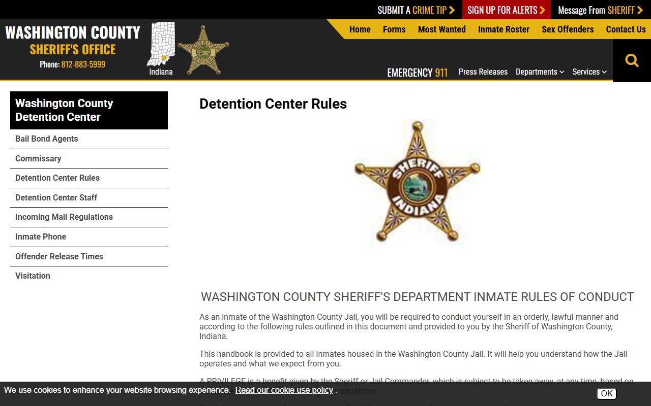 Washington County Clerk of Courts detention rules distinction