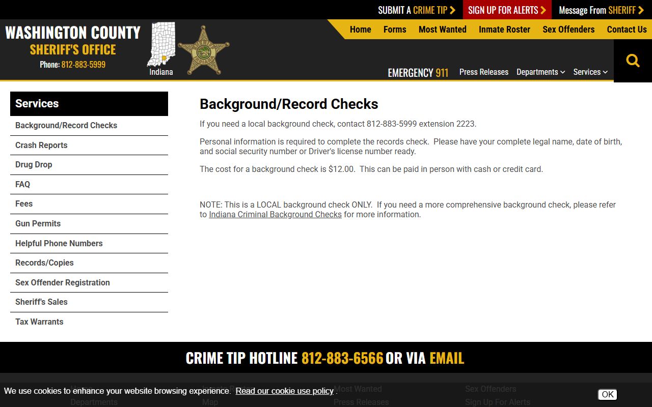 Washington County arrest records local background checks