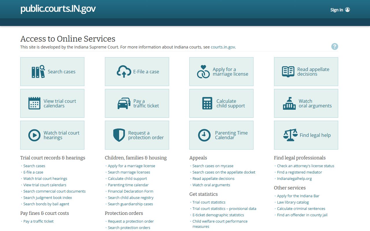 Washington County court dockets Indiana public courts portal