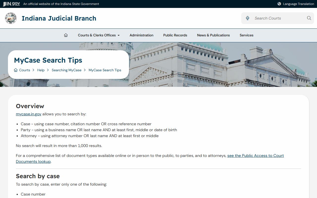 Washington County court records MyCase search tips