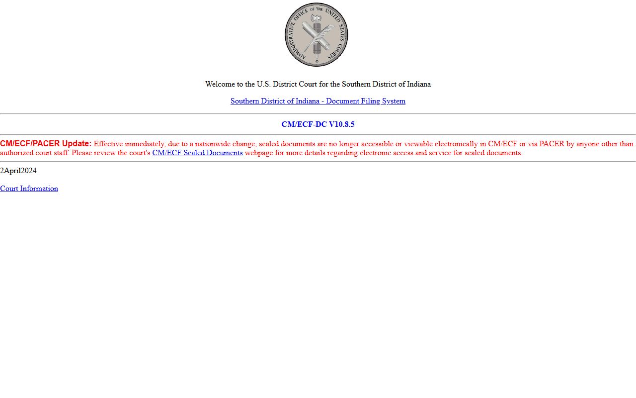 Washington County Circuit Court Superior Court district CM ECF system