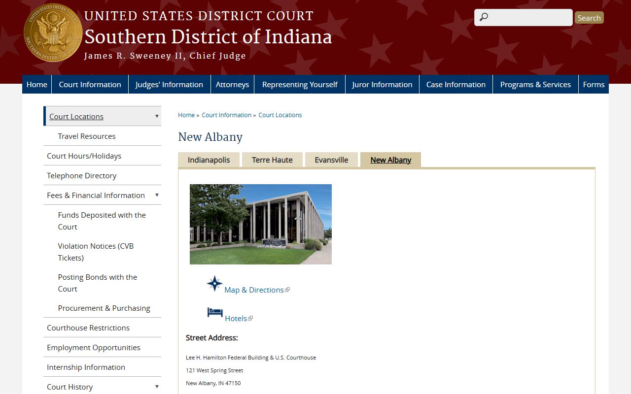 Washington County Circuit Court Superior Court New Albany federal courthouse