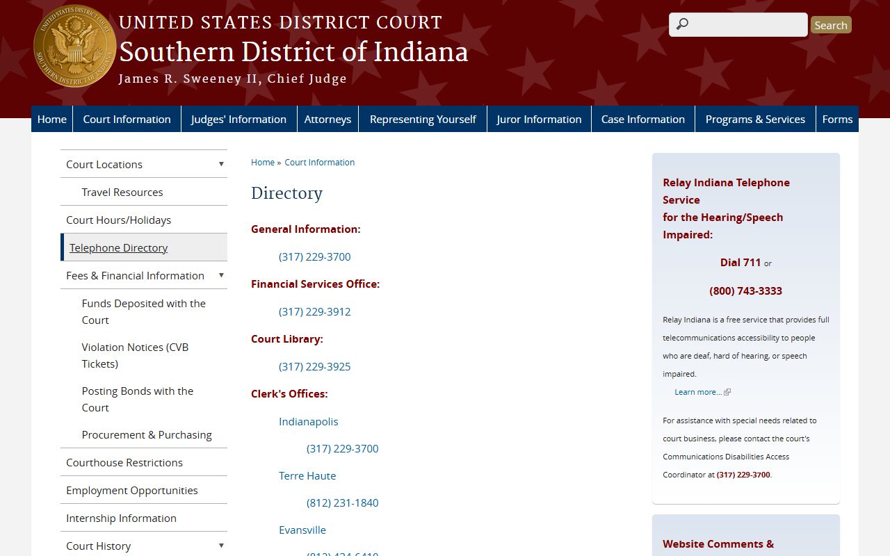 Washington County Circuit Court Superior Court Southern District directory