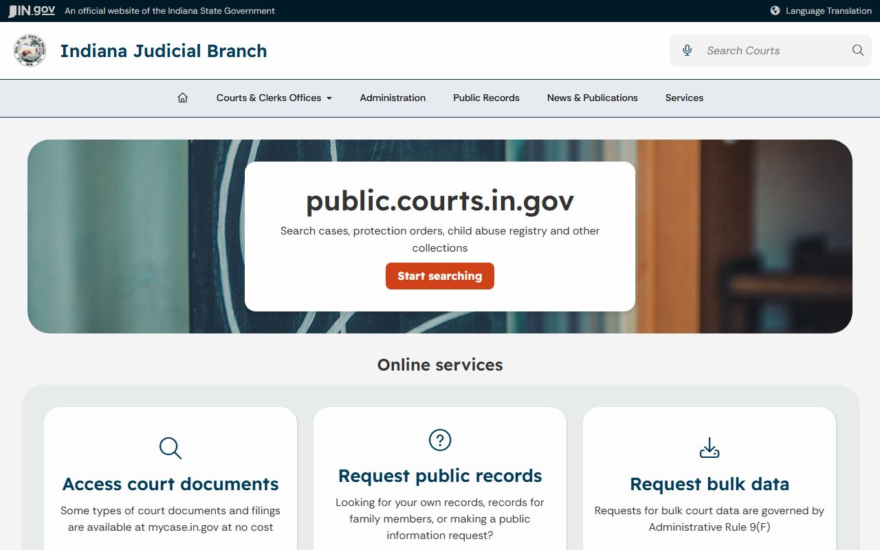 Washington County court records Indiana public records access page