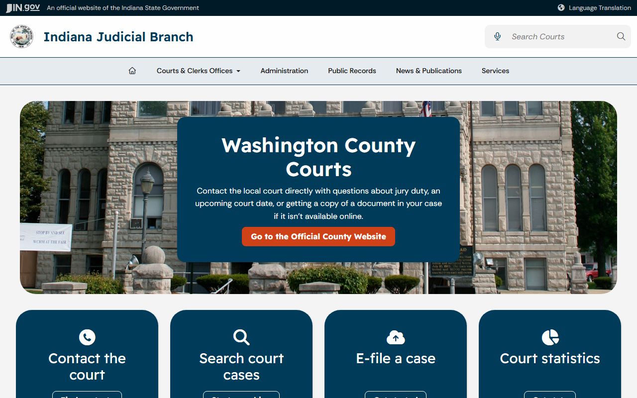 Washington County court records Indiana Judicial Branch local court page