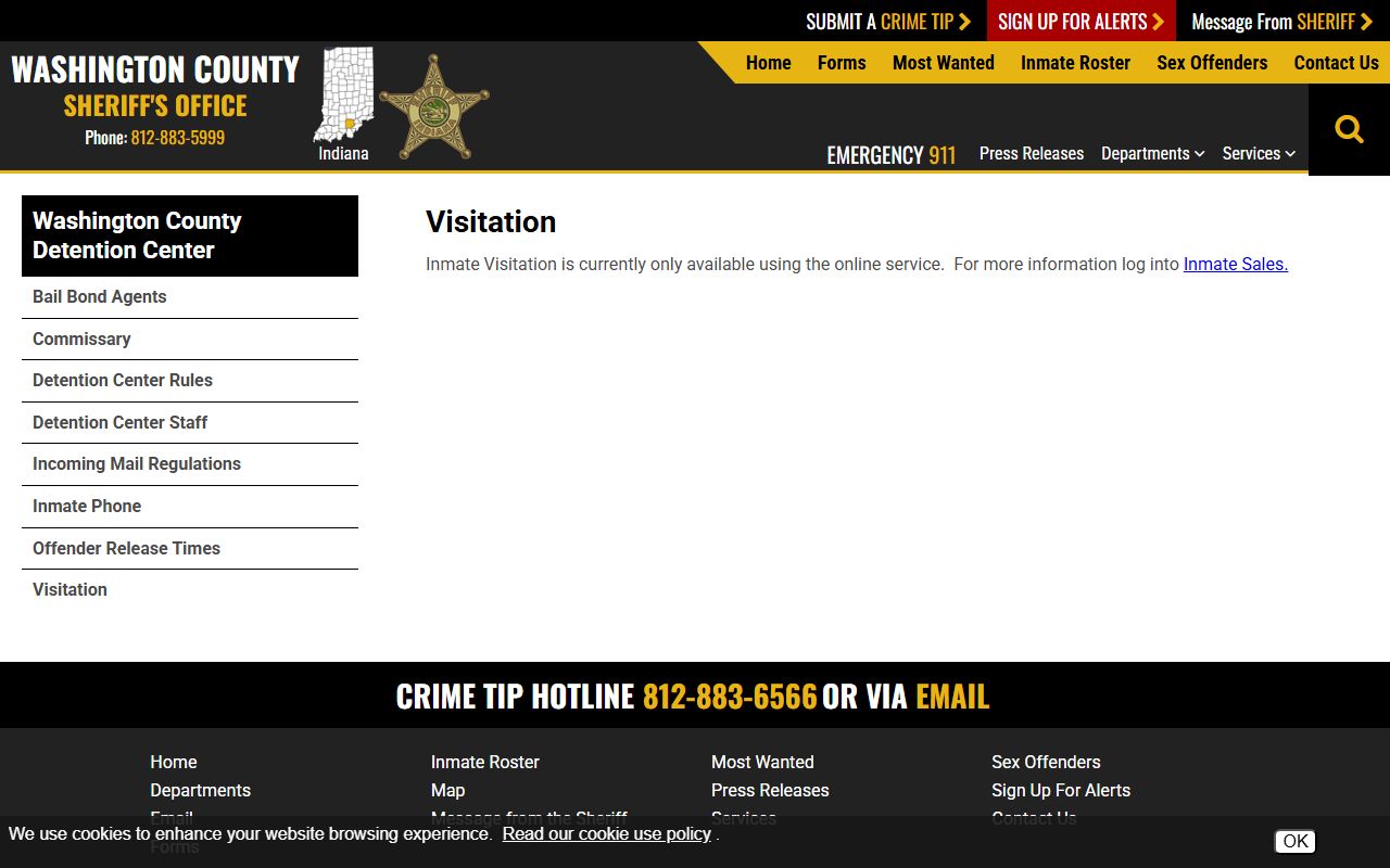 Washington County inmate records online visitation