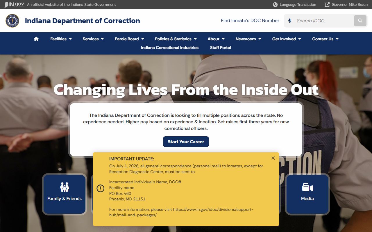Washington County inmate records Indiana Department of Correction