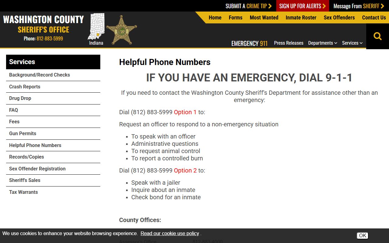 Washington County inmate records sheriff helpful phone numbers
