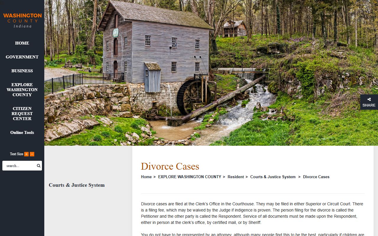 Washington County divorce records filing process