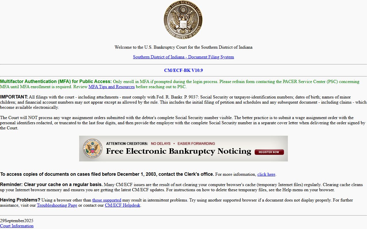 Washington County probate records bankruptcy CM ECF access