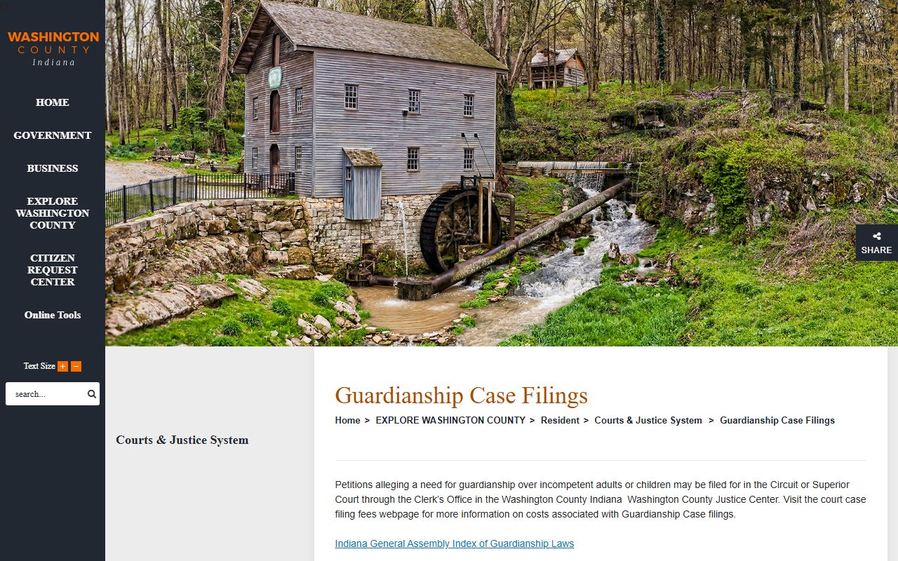Washington County probate records guardianship filing page