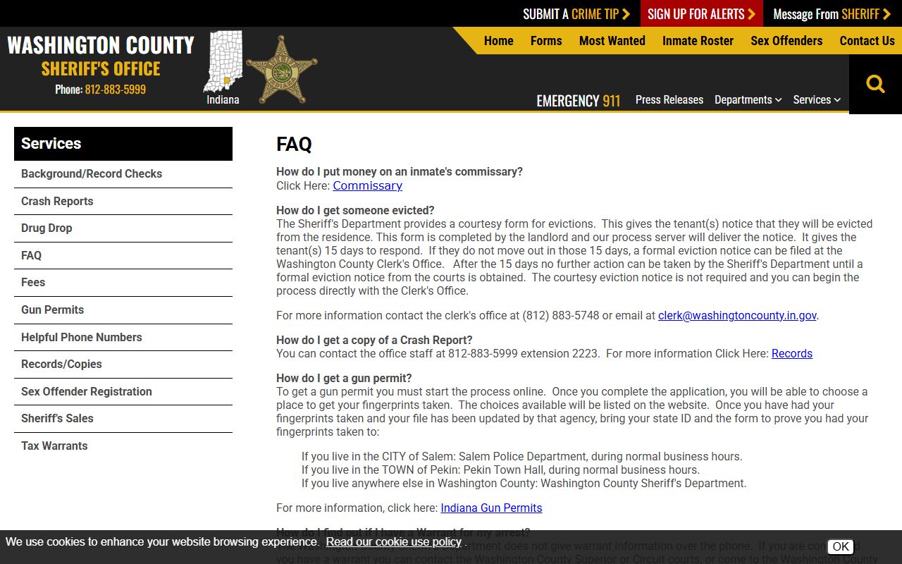 Washington County warrant records sheriff FAQ